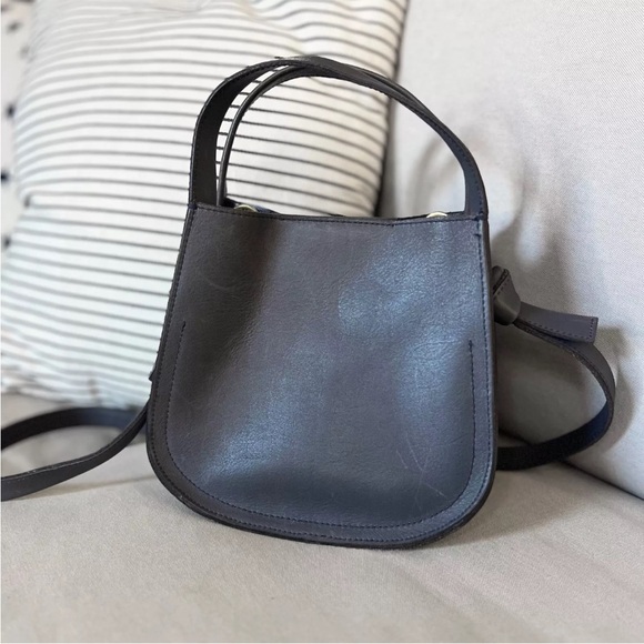RARE Madewell Small Sydney Leather Crossbody Bag Charcoal Gray / Blue $168 #AI57 - Picture 12 of 15